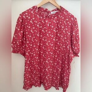 Amazon Essentials Redish-Pink Floral Blouse NWT - Size XXL